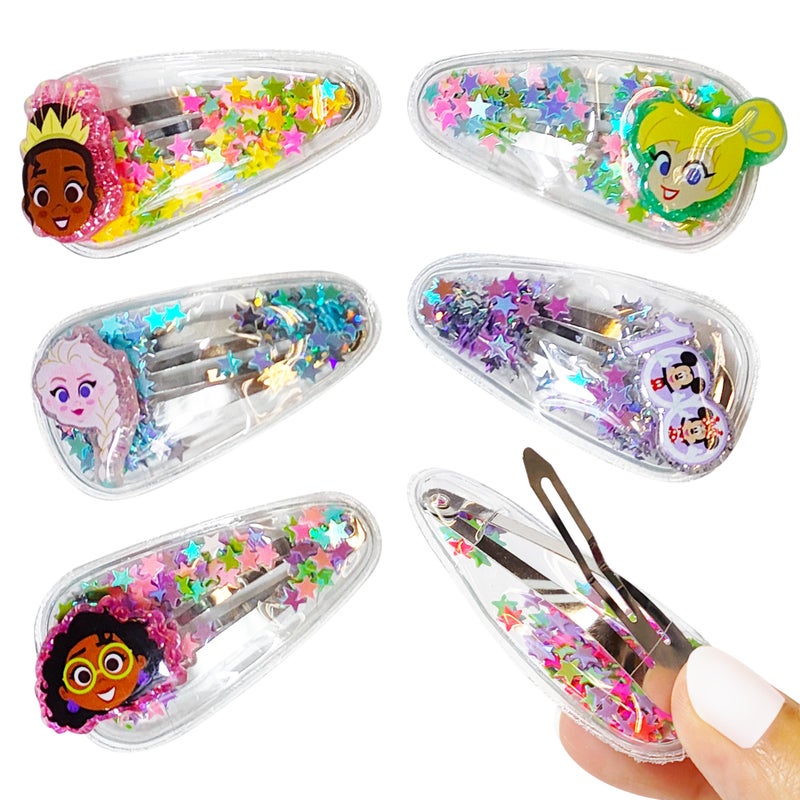 LUV HER Disney 100 Hair Accessories For Girls, 6pc Cute Hair Clips with Favorite Disney Figures Character Charms, Magical Confetti Hair Clips for Kids, Ages 3+ - Image 1