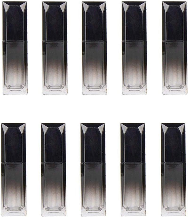 CTKcom 5ML Lip Gloss Tubes: 10pc Gradient Black Lipstick Plastic Square Lip Gloss Tube with Brush - DIY Lipstick Storage for Women Girls