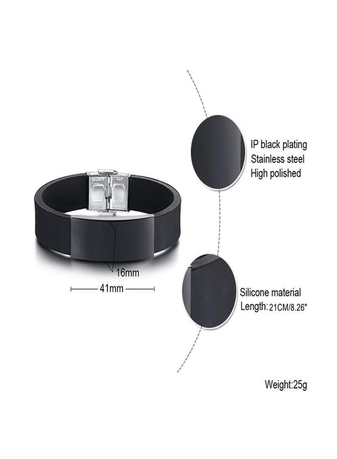 XHMAOYI Bible Verse Isaiah 6:8 Bracelets - 2Pcs Inspirational Isaiah 6 8 Cuff Bracelet with Cross Symbol Christian Jewelry Silicone Wristband with Bible Quote For Men Women (Black+Blue) - Image 2