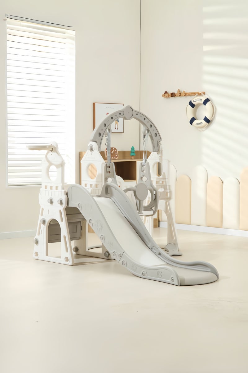 Amoyls 3 in 1 Slide Swing Set Indoor Outdoor Playground for Toddlers with Basketball Hoop Climbing Ladder Kids Fun Activity  - Image 1