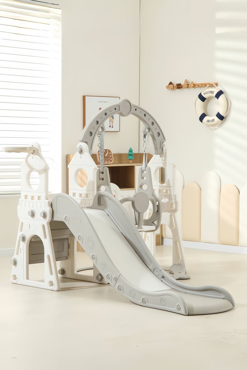 Amoyls 3-in-1 Slide & Swing Set, Indoor & Outdoor Playground for Toddlers with Basketball Hoop, Climbing Ladder, Kids Fun Activity  - Image 1