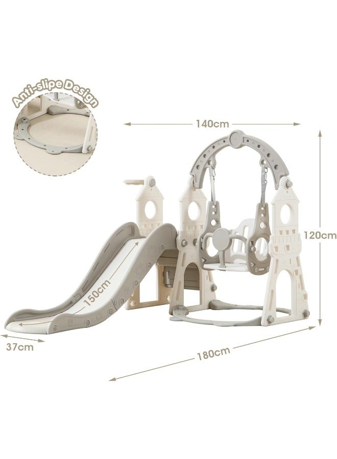 الأمويلات مجموعة مرجيحة 3 في 1 مع زحليقة اطفال للأطفال الصغار ملعب داخلي خارجي مزودة بسلة كرة السلة سلم تسلق وأنشطة مرحة - Image 3
