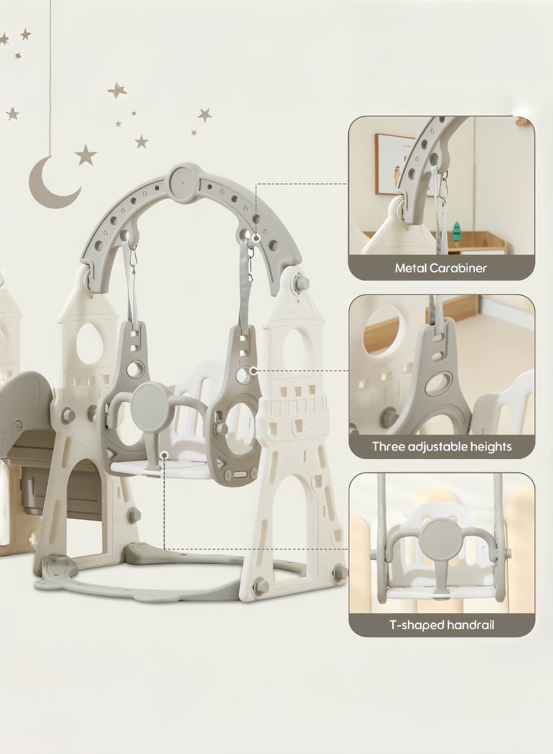 الأمويلات مجموعة مرجيحة 3 في 1 مع زحليقة اطفال للأطفال الصغار ملعب داخلي خارجي مزودة بسلة كرة السلة سلم تسلق وأنشطة مرحة - Image 4