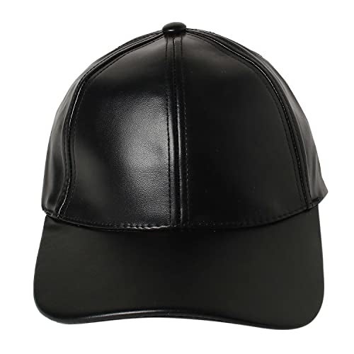French Accent Men Black Solid Vegan Leather Baseball Cap For Outdoor Everyday Wear | Uv Protection | Lightweight | Quick-Drying | Fashion Casual Headwear Accessories For Men And Boys, Free Size - Image 1