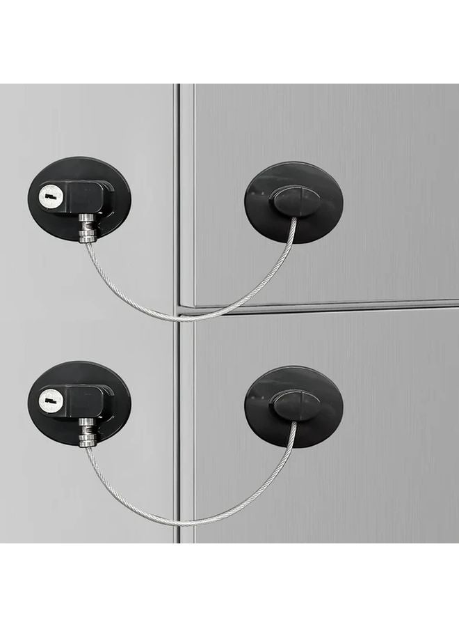 Black Refrigerator Cabinet Locks 1pc Safety Latches For Appliances Drawers Toilet Seat - Image 2