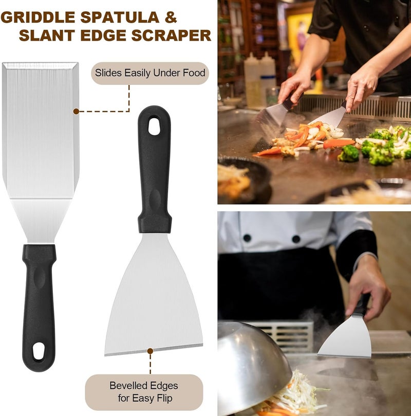 Deedro طقم ملحقات الشواية 14 قطعة، مجموعة ملحقات الشواية المسطحة لبلكستون وكامب شيف، مجموعة ملعقة الشواء مع ملاعق موسعة، مكشطة للشواء في الهواء الطلق - Image 5