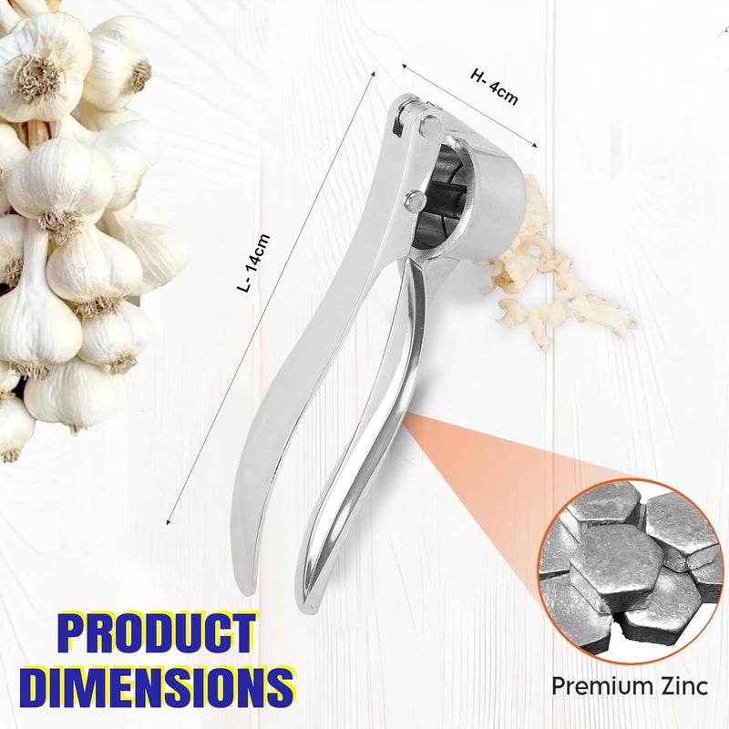 Storite Stainless Steel Garlic Crusher Press | Manual Ginger & Garlic Mincer, Vegetable & Fruit Cutter Chopper, Kitchen Tool – Portable, Rust-Resistant, Pack of 1 (Silver) - Image 2