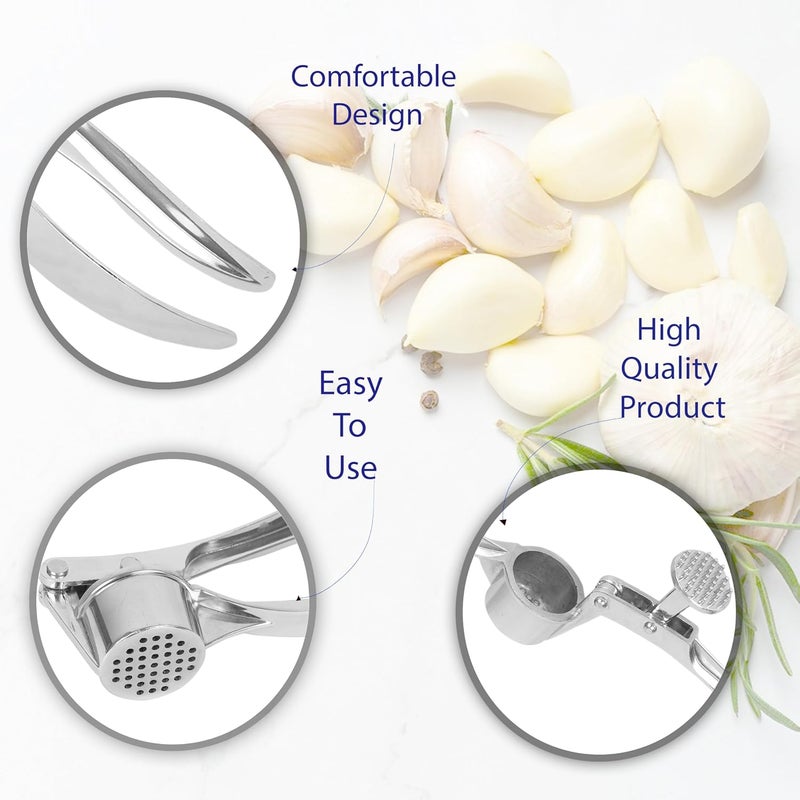 Storite Stainless Steel Garlic Crusher Press | Manual Ginger & Garlic Mincer, Vegetable & Fruit Cutter Chopper, Kitchen Tool – Portable, Rust-Resistant, Pack of 1 (Silver) - Image 4