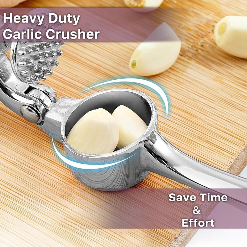 Storite Stainless Steel Garlic Crusher Press | Manual Ginger & Garlic Mincer, Vegetable & Fruit Cutter Chopper, Kitchen Tool – Portable, Rust-Resistant, Pack of 1 (Silver) - Image 3