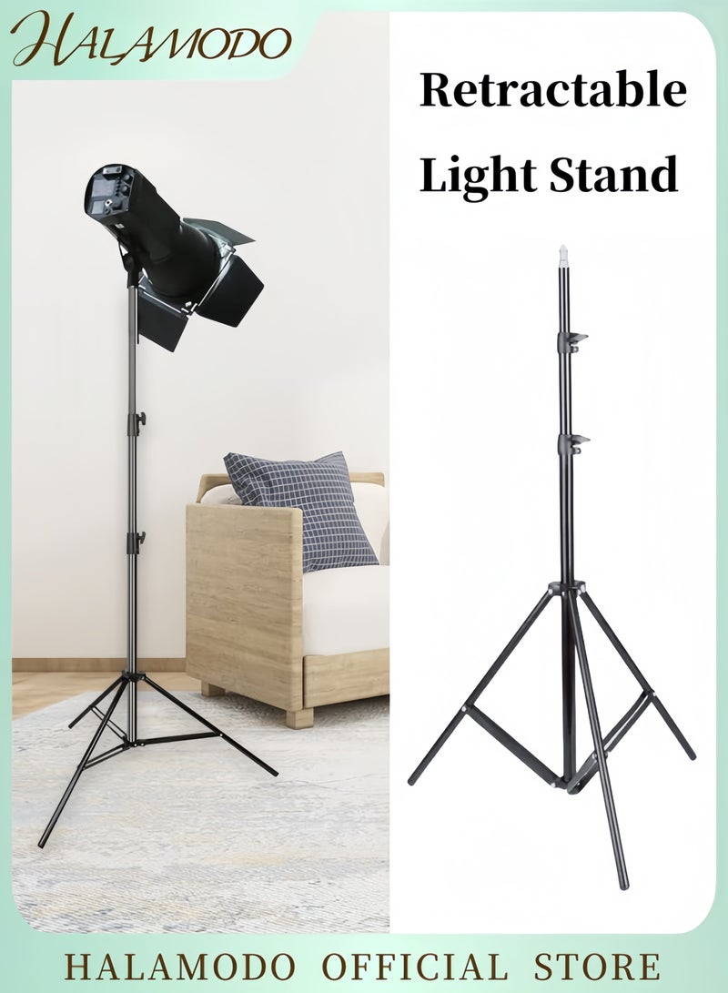 هالامودو حامل إضاءة للتصوير الفوتوغرافي حامل ثلاثي القوائم محمول للصور والفيديو وحامل ثلاثي القوائم قابل للتعديل وحامل إضاءة قابل للسحب للفلاش السريع وصندوق الضوء والكاميرا والإضاءة الفوتوغرافية - Image 1