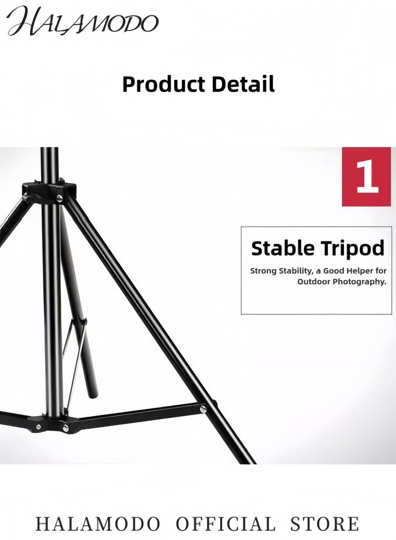 هالامودو حامل إضاءة للتصوير الفوتوغرافي حامل ثلاثي القوائم محمول للصور والفيديو وحامل ثلاثي القوائم قابل للتعديل وحامل إضاءة قابل للسحب للفلاش السريع وصندوق الضوء والكاميرا والإضاءة الفوتوغرافية - Image 3