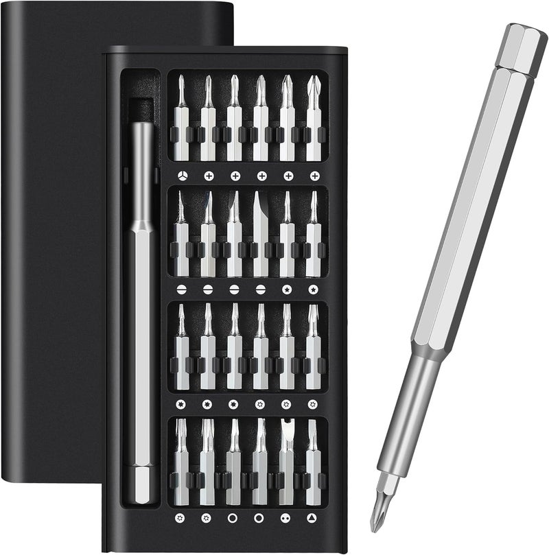 ROKTRY ROKTRY Pack of 1 Multipurpose 24In1 Screwdriver Set 25 Replaceable Magnetic Bits Tool Kit For Home Appliances Mobile Phone Laptop Watch etc Repairing Compact in Size and Wallet Packaging Black  - Image 1
