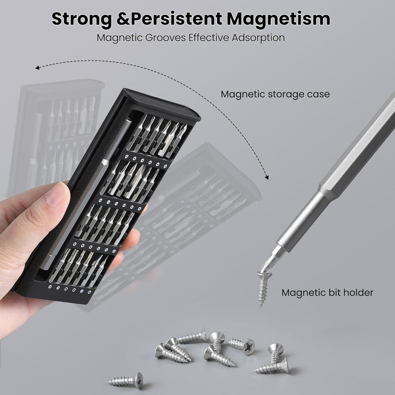 ROKTRY ROKTRY Pack of 1 Multipurpose 24In1 Screwdriver Set 25 Replaceable Magnetic Bits Tool Kit For Home Appliances Mobile Phone Laptop Watch etc Repairing Compact in Size and Wallet Packaging Black  - Image 2