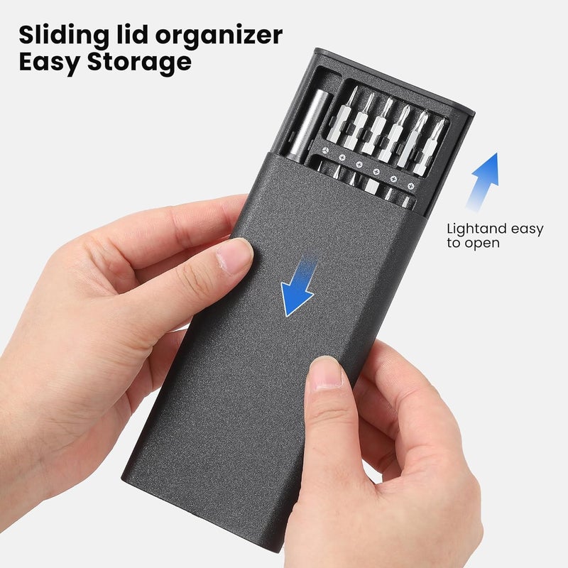 ROKTRY ROKTRY Pack of 1 Multipurpose 24In1 Screwdriver Set 25 Replaceable Magnetic Bits Tool Kit For Home Appliances Mobile Phone Laptop Watch etc Repairing Compact in Size and Wallet Packaging Black  - Image 4