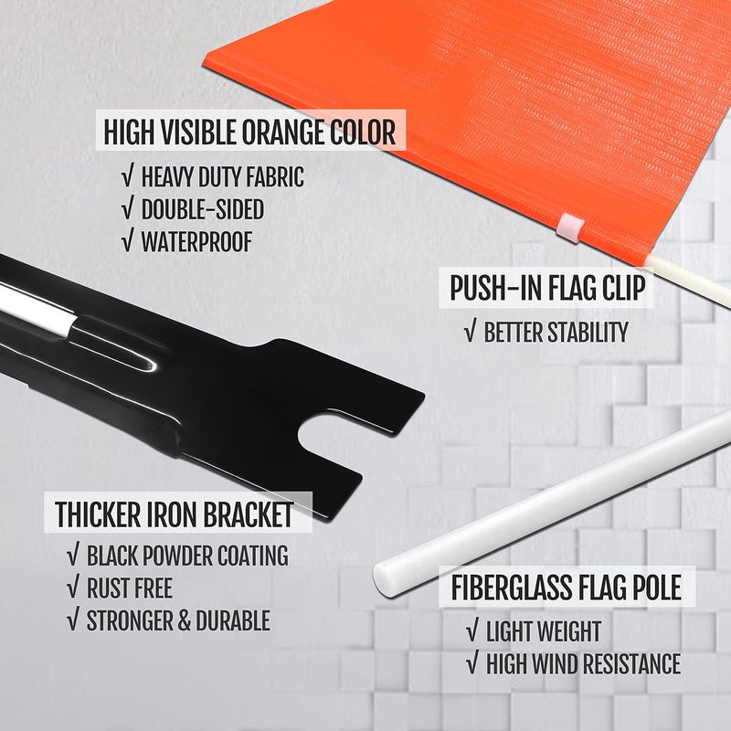 Anley 6Ft Bike Safety Flag with Fiberglass Pole & Mounting Bracket - Adjustable Length, High Visibility & Tear Resistant - Double Sided Bicycle Trailer Safety Flags for Kids & Adults (Orange) - Image 5