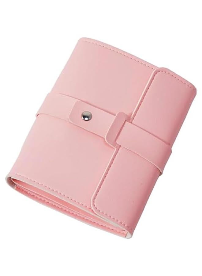 هوكور اي بين منظم اقراط بتصميم كتاب، حامل اقراط للسفر لتخزين المجوهرات، حافظة اقراط محمولة من جلد البولي يوريثين للسفر (بينك)، زهري - Image 3