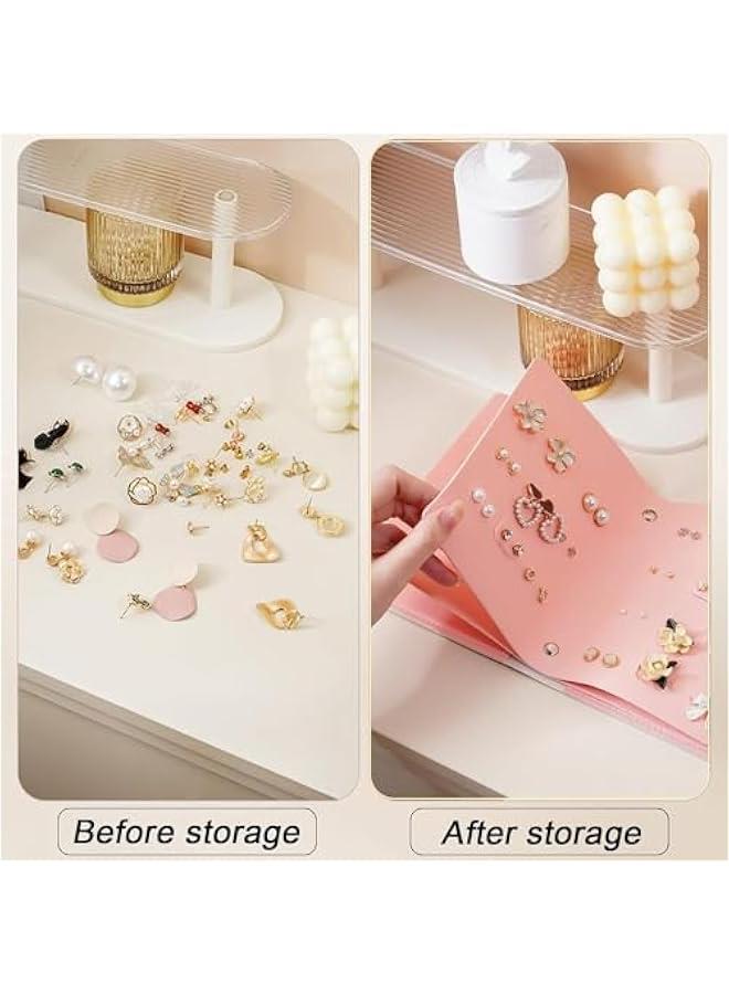 هوكور اي بين منظم اقراط بتصميم كتاب، حامل اقراط للسفر لتخزين المجوهرات، حافظة اقراط محمولة من جلد البولي يوريثين للسفر (بينك)، زهري - Image 5