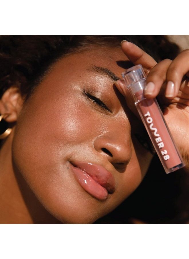 TOWER 28 ShineOn Milky Lip Jelly, CASHEW | Non-Sticky, Vegan Lip Gloss in Milky Rosy Brown | Apricot and Raspberry Seed Oil | Moisturizing, Clean, Cruelty Free  - Image 4