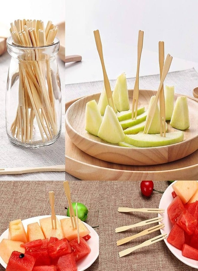 PURCHASE ZONE® 100 PCS Bamboo Cocktail Forks – Disposable Mini Wooden Fruit Picks, Eco-Friendly Appetizer Skewers for Parties, Desserts & Snacks 8.8 CM (Pack of 100) - Image 5