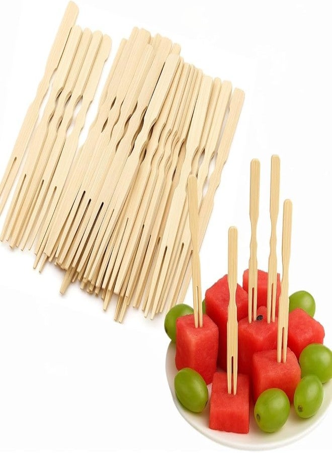 PURCHASE ZONE® 100 PCS Bamboo Cocktail Forks – Disposable Mini Wooden Fruit Picks, Eco-Friendly Appetizer Skewers for Parties, Desserts & Snacks 8.8 CM (Pack of 100) - Image 2