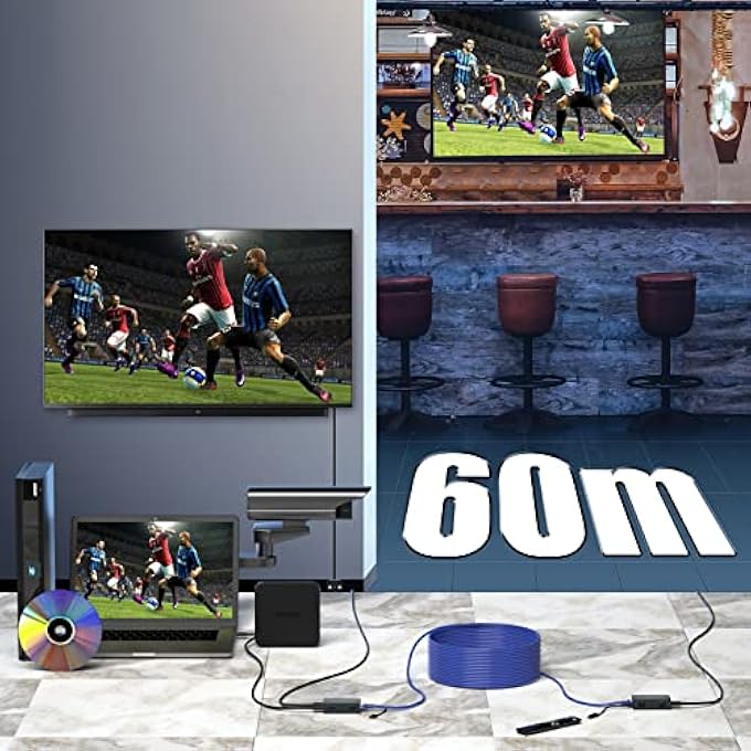 PWAY موسع HDMI 4K@60HZ، موسع HDMI عبر كابل CAT5E/6 حتى 200 قدم/60 متر، 4K HD الفائق يوسع الصوت والفيديو، يدعم مخرج الحلقة، IR، POC/POE، HDCP 2.2/1.4 YUV 44 HDMI2.0 EDID - Image 3