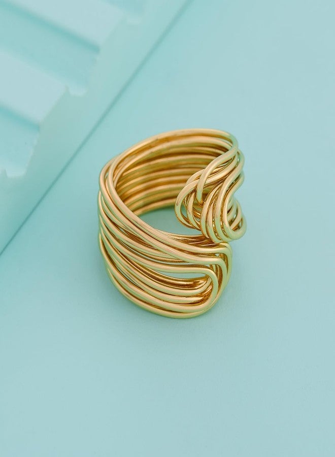 KUSHAL'S Fashion Jewellery Gold Polished Copper Trendy Zircon Finger ring, Best for Casual Wear & Special Occasion - 455178 - Image 2