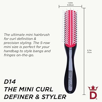 DENMAN فرشاة شعر دنيمن المجعدة D14 سوداء 5 صفوف لتصفيف الشعر وفك التشابك وفصل وتشكيل وتحديد التجاعيد والجانبين للنساء والرجال - Image 2