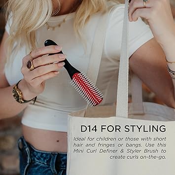 DENMAN فرشاة شعر دنيمن المجعدة D14 سوداء 5 صفوف لتصفيف الشعر وفك التشابك وفصل وتشكيل وتحديد التجاعيد والجانبين للنساء والرجال - Image 4