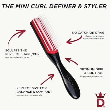 DENMAN فرشاة شعر دنيمن المجعدة D14 سوداء 5 صفوف لتصفيف الشعر وفك التشابك وفصل وتشكيل وتحديد التجاعيد والجانبين للنساء والرجال - Image 5