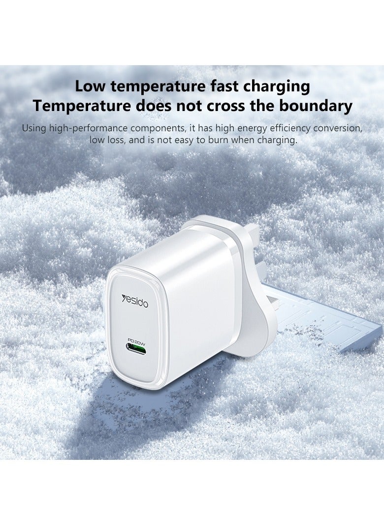 يسيدو شاحن سريع من Yesido YC76 PD 20W USB Type-C بمنفذ واحد - Image 4