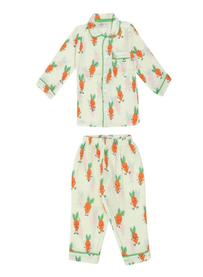 A toddler thing 100% Organic Muslin Sleepsuit | Full Sleeves Dress | Night Suit for Boys & Girls | Top & Pants | Sleepwear Baby Products | Night Wear Rompers | 2-3y | Rainbow Carrot and Friends - Image 3