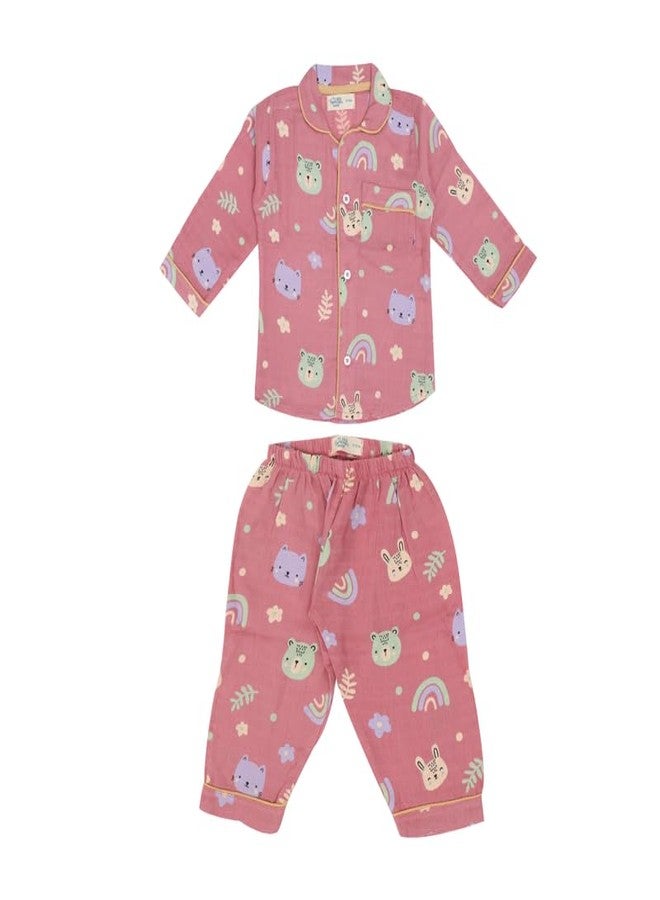 A toddler thing 100% Organic Muslin Sleepsuit | Full Sleeves Dress | Night Suit for Boys & Girls | Top & Pants | Sleepwear Baby Products | Night Wear Rompers | 2-3y | Rainbow Carrot and Friends - Image 4
