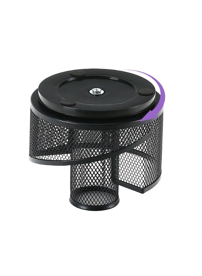 360-Degree Rotating Metal Mesh Desk Organizer with 4 Compartments Black - Image 2
