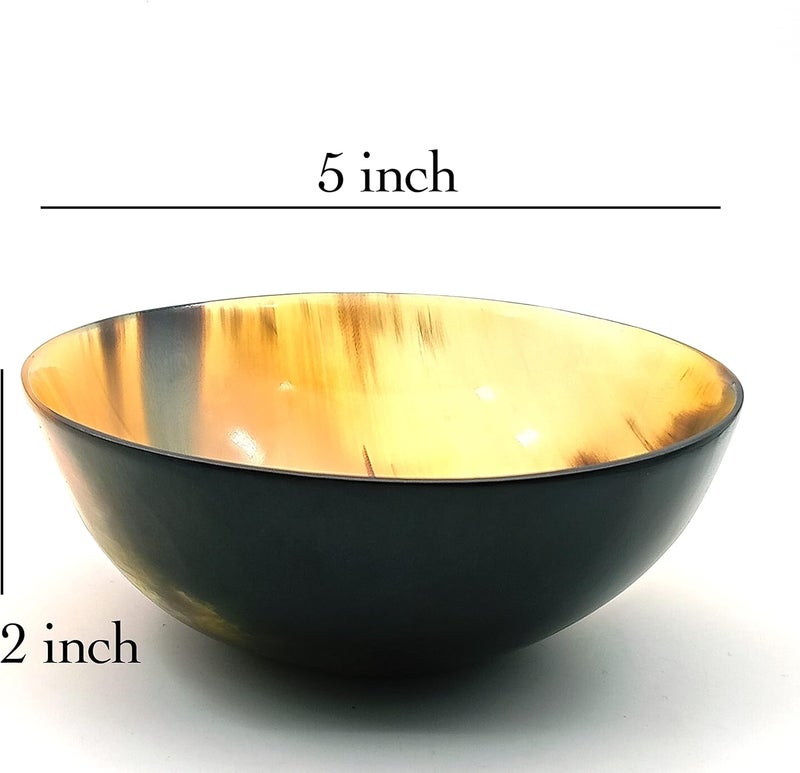 AYZCORP Set of 4 Horn Bowl Viking Norse Medieval Reenactment HORN BOWL SERVING  SHAVING BOWLS gift for mother father Husband christmas gift Medium size Hand CraftedPolished Finish 4 Diam x 2 Deep - Image 4