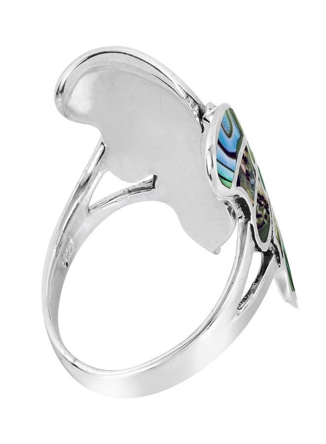 AeraVida Exotic Graceful Butterfly Abalone Shell Inlay .925 Sterling Silver Ring | Butterfly Ring | Gift for Women (10) - Image 3