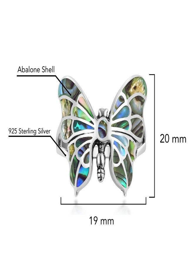 AeraVida Exotic Graceful Butterfly Abalone Shell Inlay .925 Sterling Silver Ring | Butterfly Ring | Gift for Women (10) - Image 5