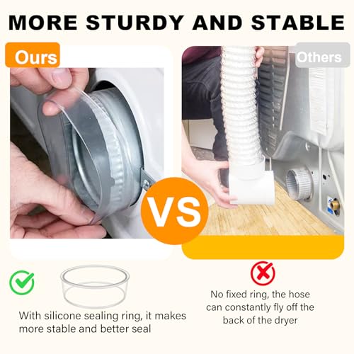 Ketofa Dryer Vent Hose for Tight Space, Indoor 4in Dryer Vent Vacuum Hose Connector Attachment with Double 90 Degree Elbow, 9.84ft Aluminum Exhaust Hose - Image 3