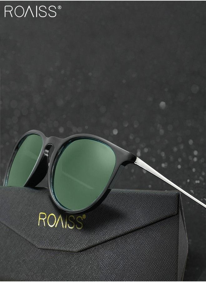 roaiss - Polarized Round Sunglasses for Men Women UV400 Protection Sun Glasses with Metal Frame Fashion Anti-Glare Sun Shades for Driving Fishing Traveling Cycling Green 56mm - Image 1