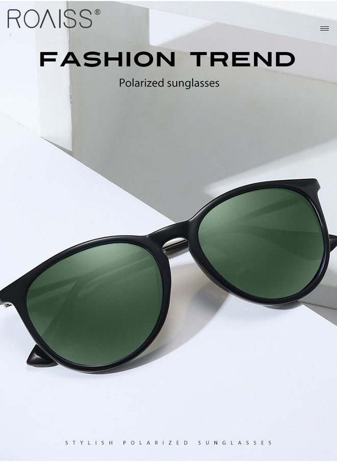 roaiss - Polarized Round Sunglasses for Men Women UV400 Protection Sun Glasses with Metal Frame Fashion Anti-Glare Sun Shades for Driving Fishing Traveling Cycling Green 56mm - Image 1