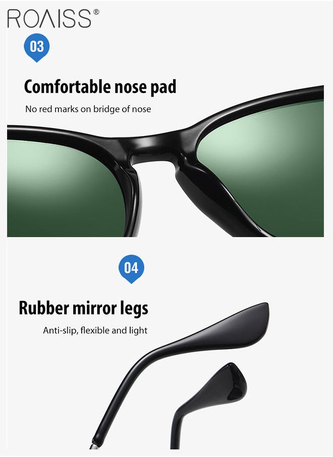 roaiss - Polarized Round Sunglasses for Men Women UV400 Protection Sun Glasses with Metal Frame Fashion Anti-Glare Sun Shades for Driving Fishing Traveling Cycling Green 56mm - Image 1