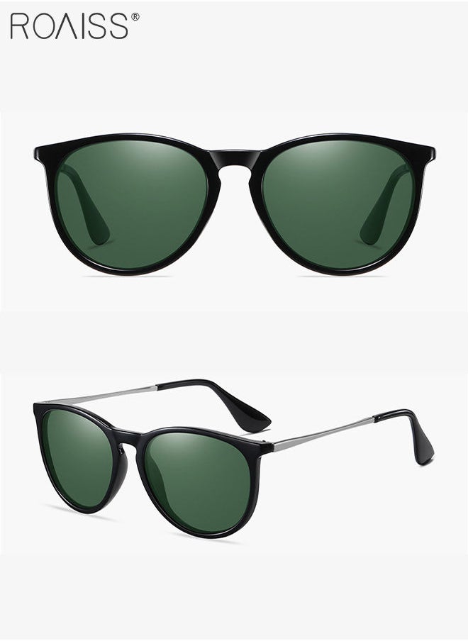 roaiss - Polarized Round Sunglasses for Men Women UV400 Protection Sun Glasses with Metal Frame Fashion Anti-Glare Sun Shades for Driving Fishing Traveling Cycling Green 56mm - Image 1