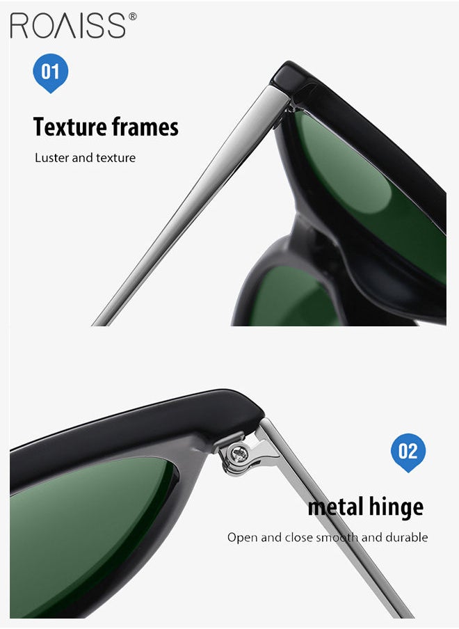 roaiss - Polarized Round Sunglasses for Men Women UV400 Protection Sun Glasses with Metal Frame Fashion Anti-Glare Sun Shades for Driving Fishing Traveling Cycling Green 56mm - Image 1