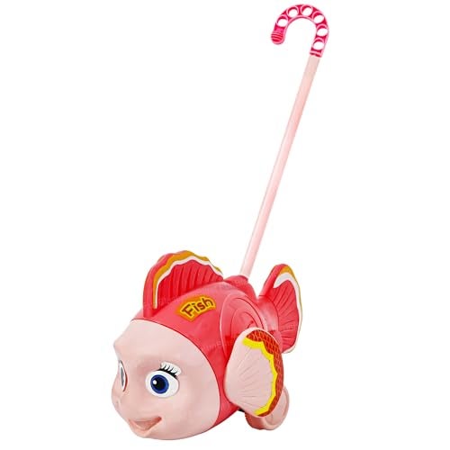FunBlast Pull Along Fish Toy for Kids – Push & Go Walking Toy, Early Learning Crawling Toys for Toddlers, Colorful Pull Toys for Boys & Girls (Multicolor) (Pink) - Image 1
