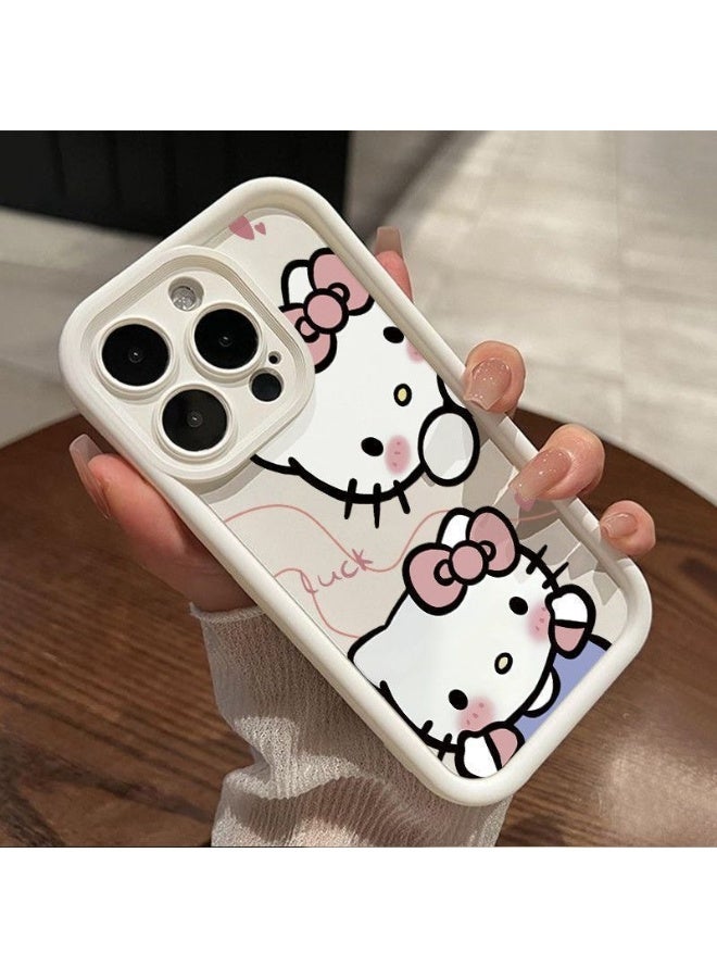 iPhone 16 Pro Max Case Cute Hello Kitty Design, White Glitter Soft TPU Shockproof Cover, Anti-Fingerprint Cartoon Protective Case for Girls Women - Image 2