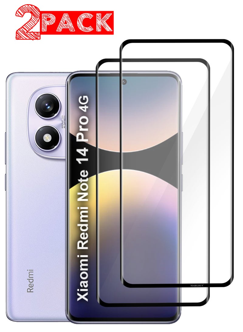 CATANES 2Pack Curved Screen Protector Compatible With Xiaomi Redmi Note 14 Pro 4G Tempered Glass, Protective Film Easy Installation Bubble Free - Image 1