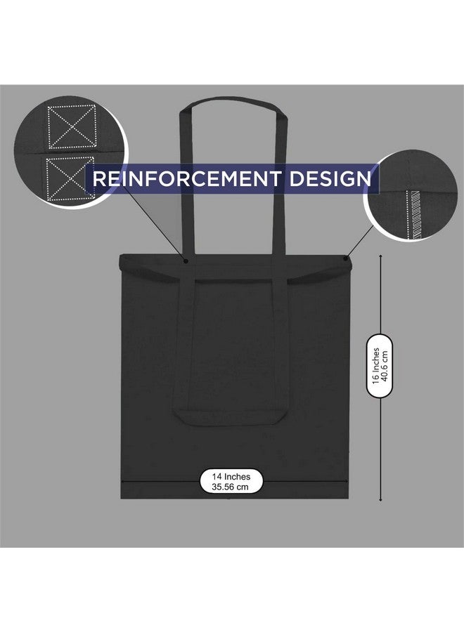 Lify Lify Cotton Canvas Tote Bags Bulk Shopping Bag for Crafts, DIY Reusable Grocery Bag, 14 X 16 Inch - 6 Piece Pack (Black - 6Piece) - Image 3