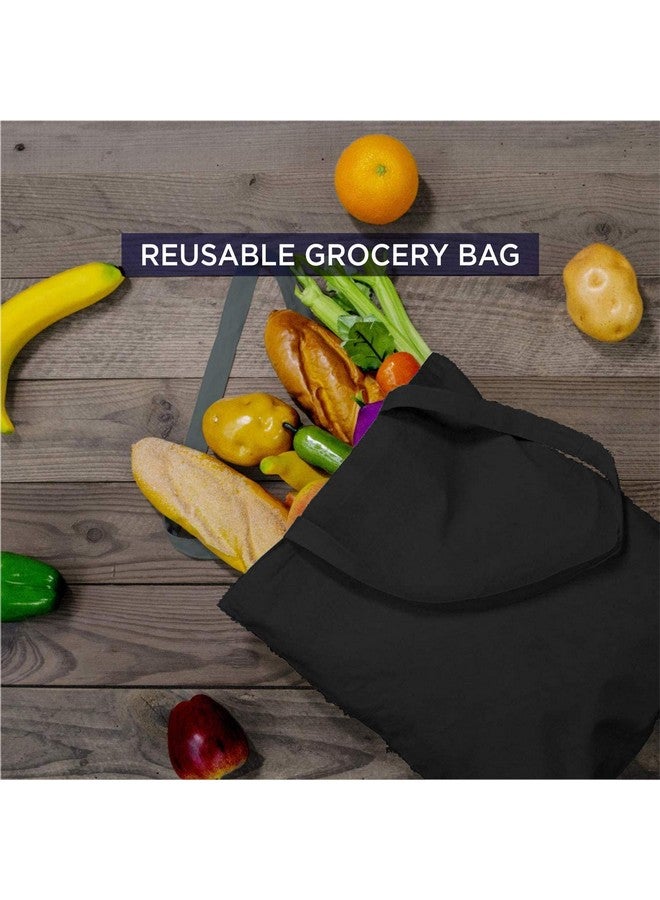 Lify Lify Cotton Canvas Tote Bags Bulk Shopping Bag for Crafts, DIY Reusable Grocery Bag, 14 X 16 Inch - 6 Piece Pack (Black - 6Piece) - Image 4
