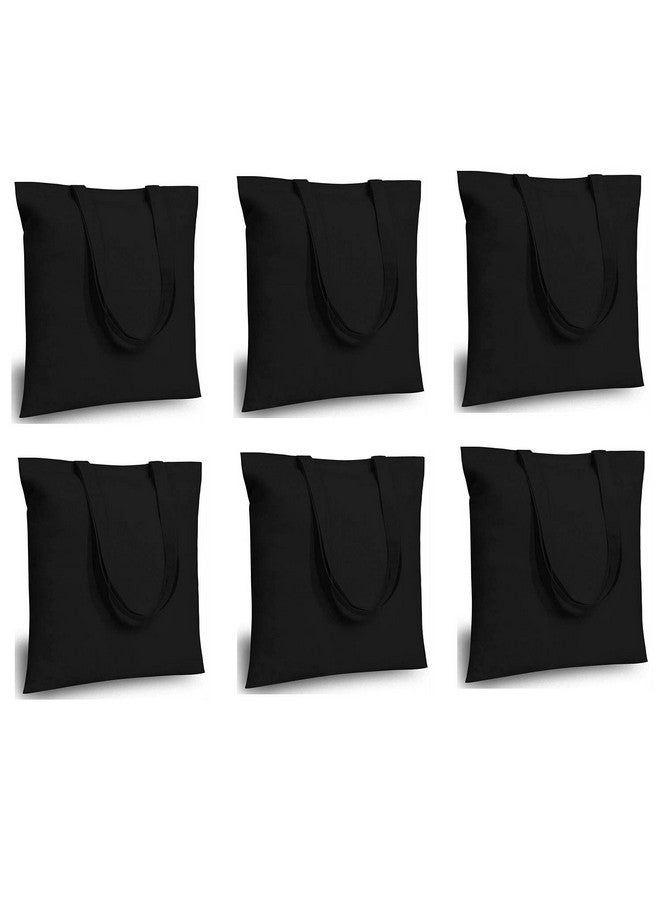 Lify Lify Cotton Canvas Tote Bags Bulk Shopping Bag for Crafts, DIY Reusable Grocery Bag, 14 X 16 Inch - 6 Piece Pack (Black - 6Piece) - Image 1