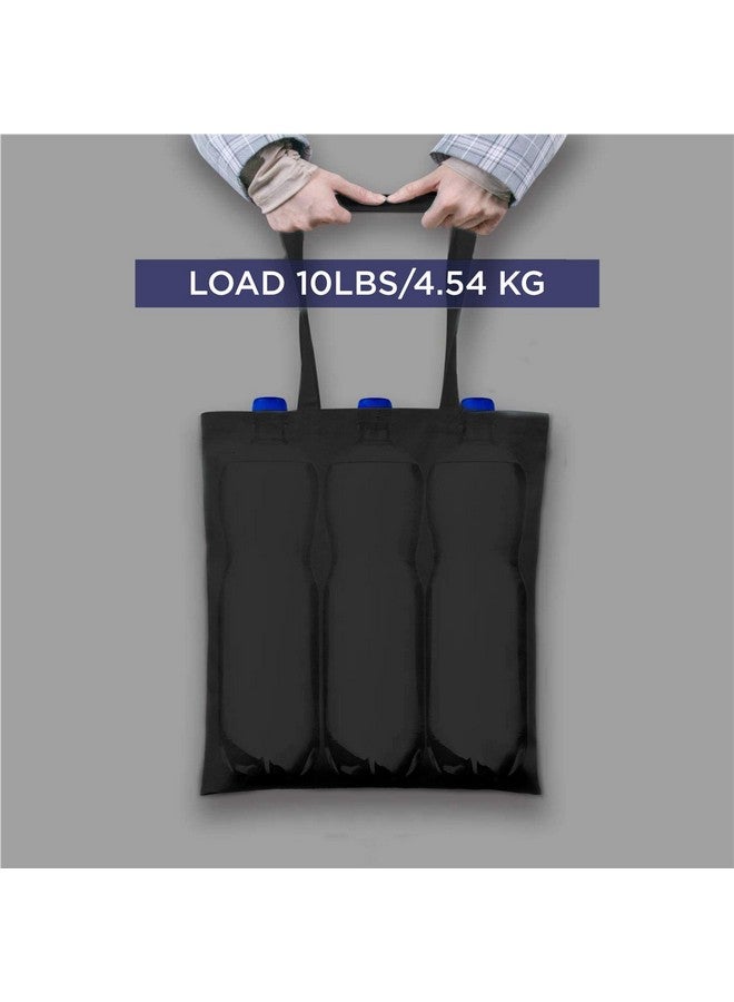 Lify Lify Cotton Canvas Tote Bags Bulk Shopping Bag for Crafts, DIY Reusable Grocery Bag, 14 X 16 Inch - 6 Piece Pack (Black - 6Piece) - Image 2
