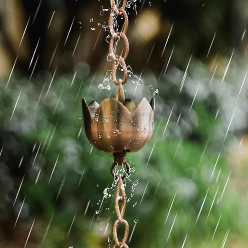 DUSVALLY Rain Chain Decorative 6Ft and Cups Replace Gutter Downspout for Home Garden Patio Outdoor Decor and Gutters, Flower Shape Rain Chains - Image 4